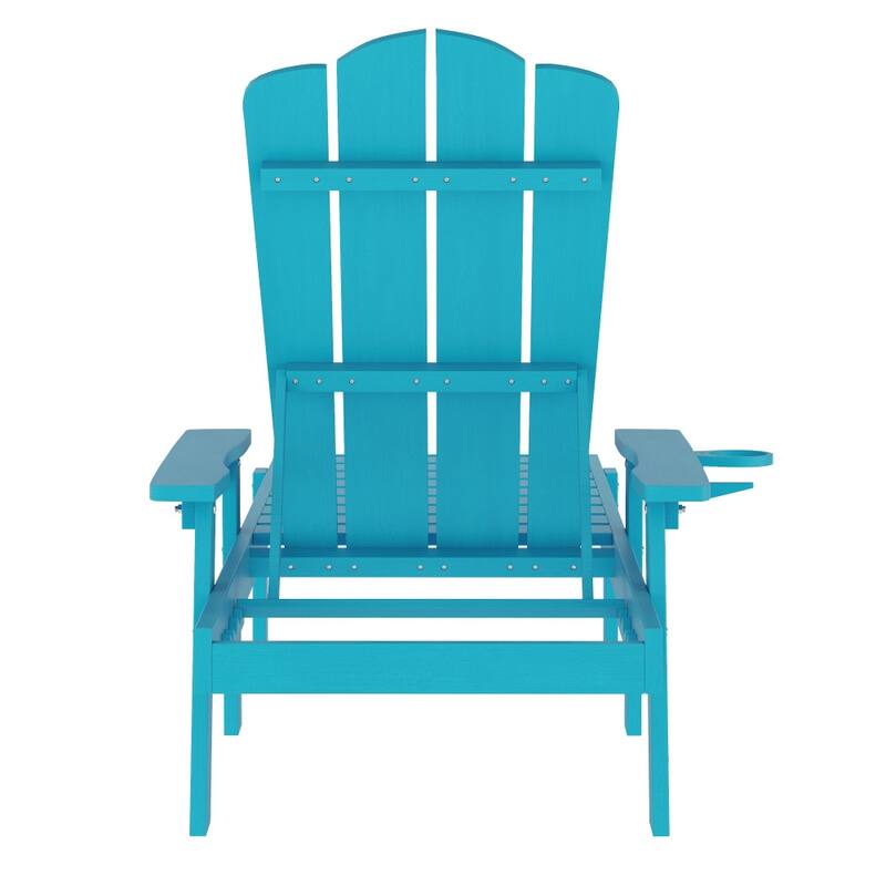 Indoor-Outdoor Adjustable Adirondack Lounger with Cupholder - Set of 2