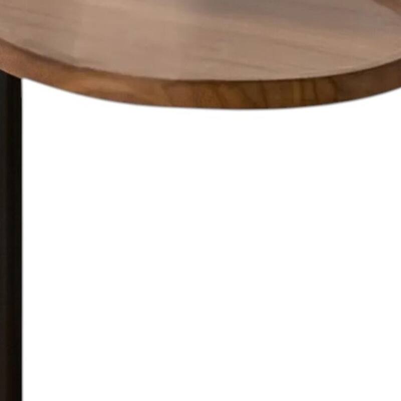 HomeRoots Set of Two Brown and Black Wood and Metal Oval End Tables - 11.80 in. x 23.62 in. x 17.72 in.