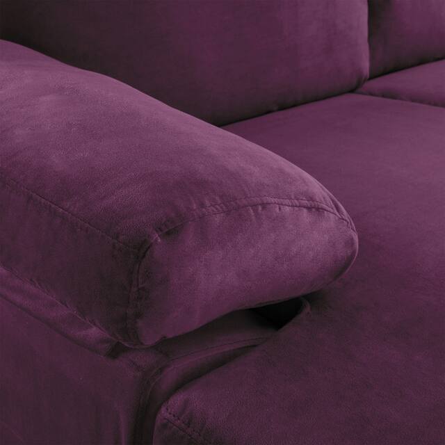 Velvet Upholstered L-Shape Sectional Sofa