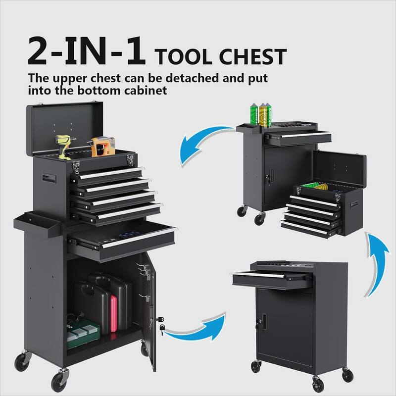 5-Drawer Rolling Tool Chest Storage Cabinet with Lock Tool Box