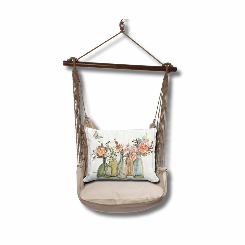 Magnolia Casual Swing Set 4 piece - Latte Solid w/ Flowers in Glass Bottles