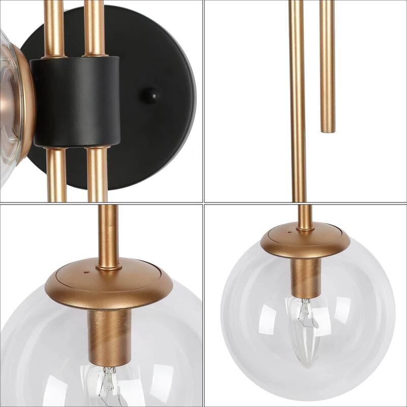 Bola Modern Gold 3-Light Chandelier Orb Glass Vanity Lights Wall Sconces
