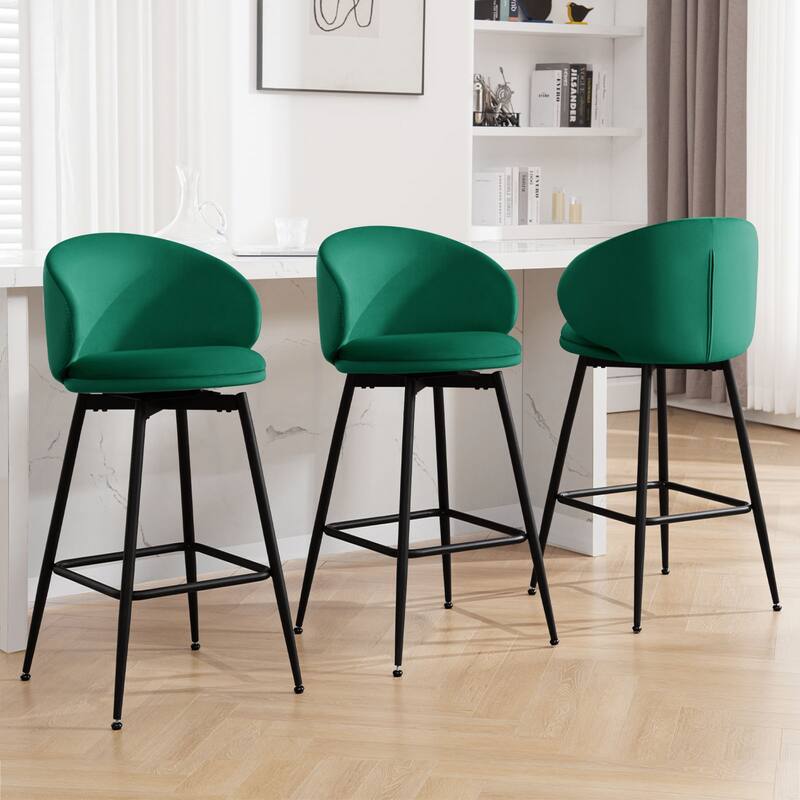 26"/30" Velvet Upholstered Swivel Counter/Bar Stools Set of 2/3