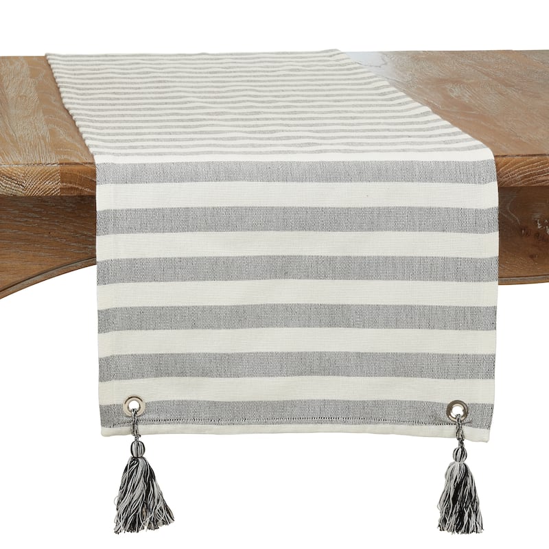 Striped Table Runner With Tassel Design