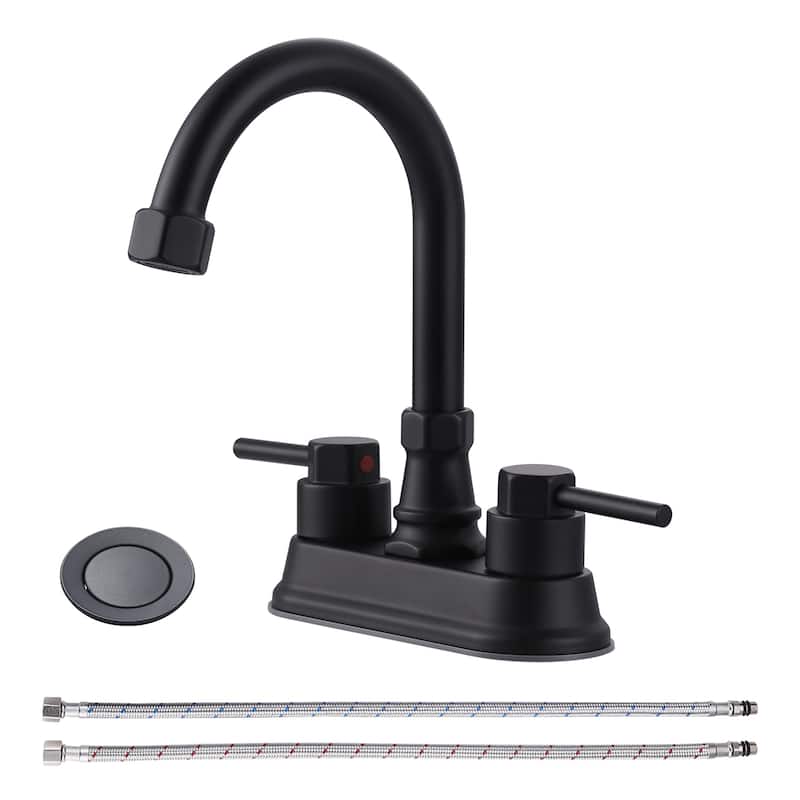 WOWOW 4-inch Dual Handle Bathroom Sink Faucet in Modern - Matte Black