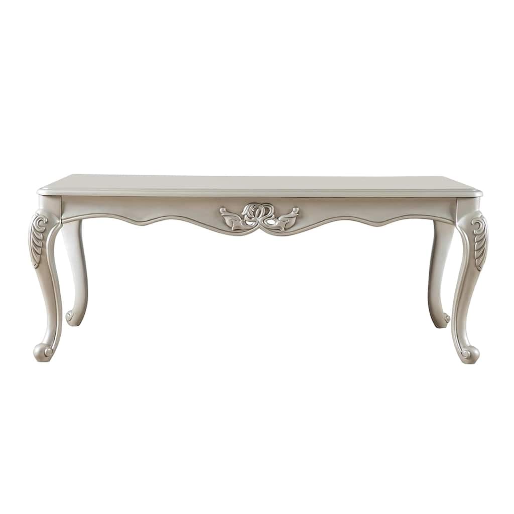 Wooden Coffee Table with Cabriole Legs in Champagne