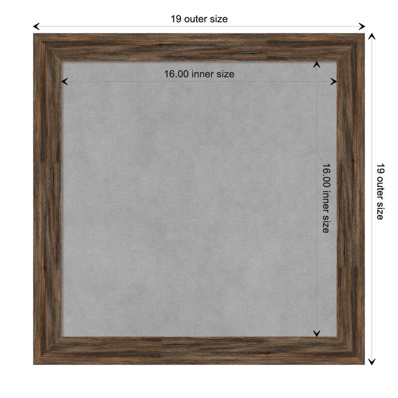 Amanti Art Regis Barnwood Mocha Narrow Framed Magnetic Board - Board Size 16x16