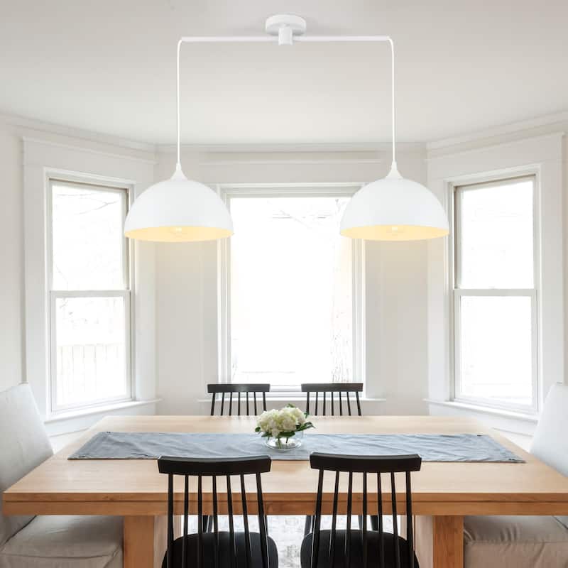 34.64inch 2 Lights Modern Simple Design Pendant with Metal Shade for Living Room Kitchen Island