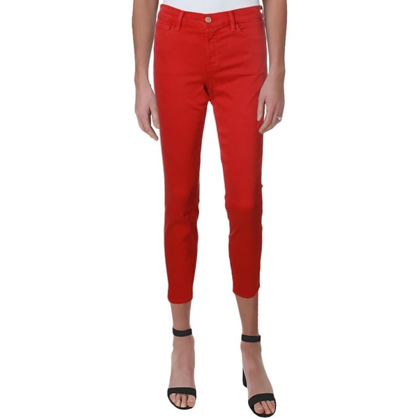 red denim skinny jeans