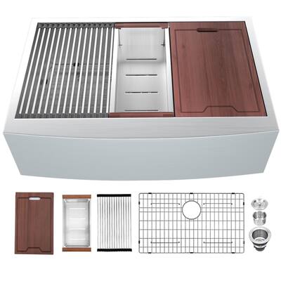 30/33/36 inch Apron Front Farmhouse Single Bowl Stainless Steel Kitchen Sink