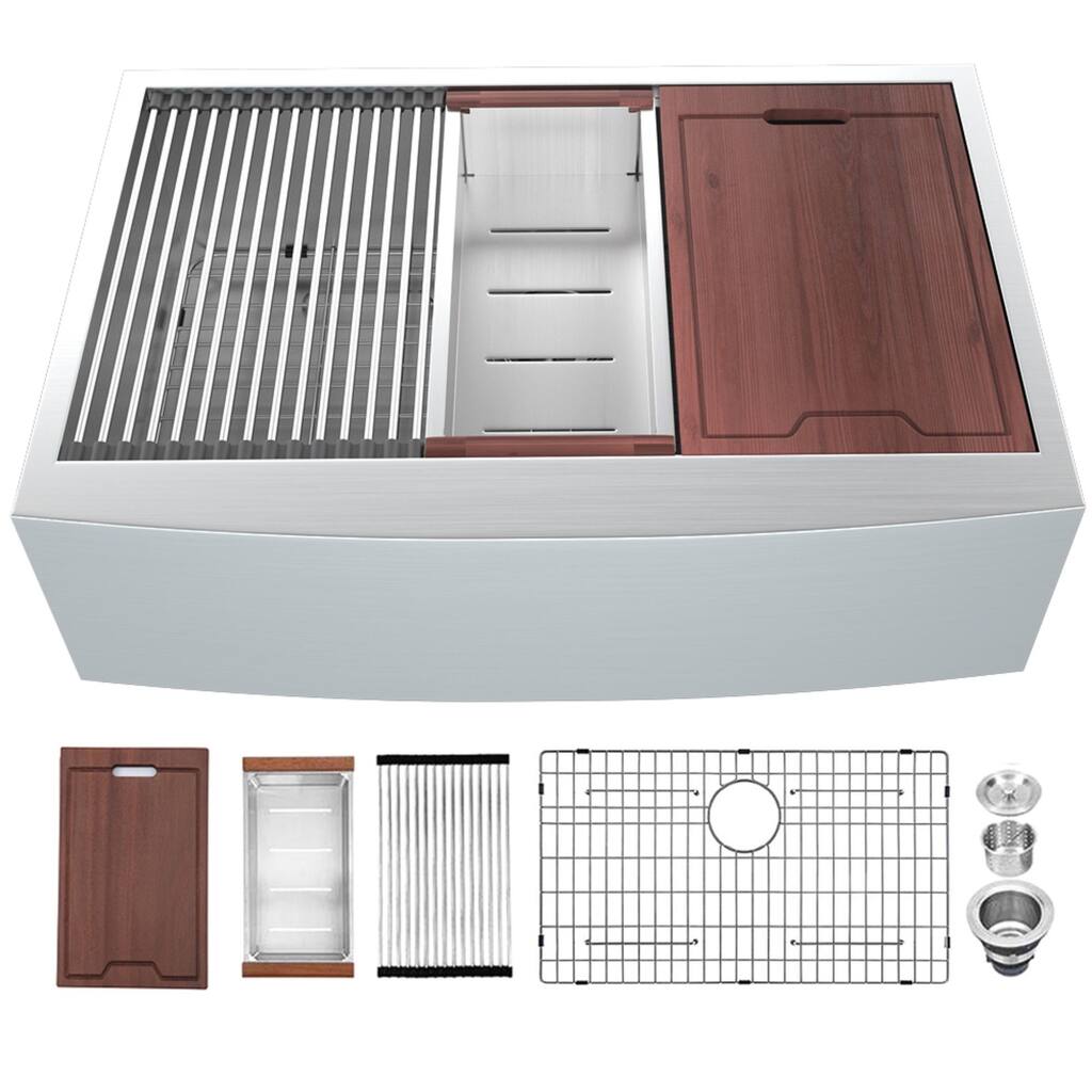 30/33/36 inch Apron Front Farmhouse Single Bowl Stainless Steel Kitchen Sink
