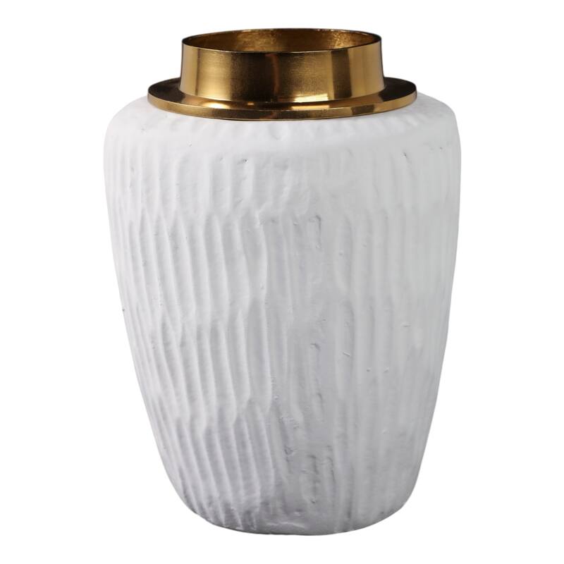 Pottery Metal Vase Earthenware Handcrafted Tapered Textured Surface