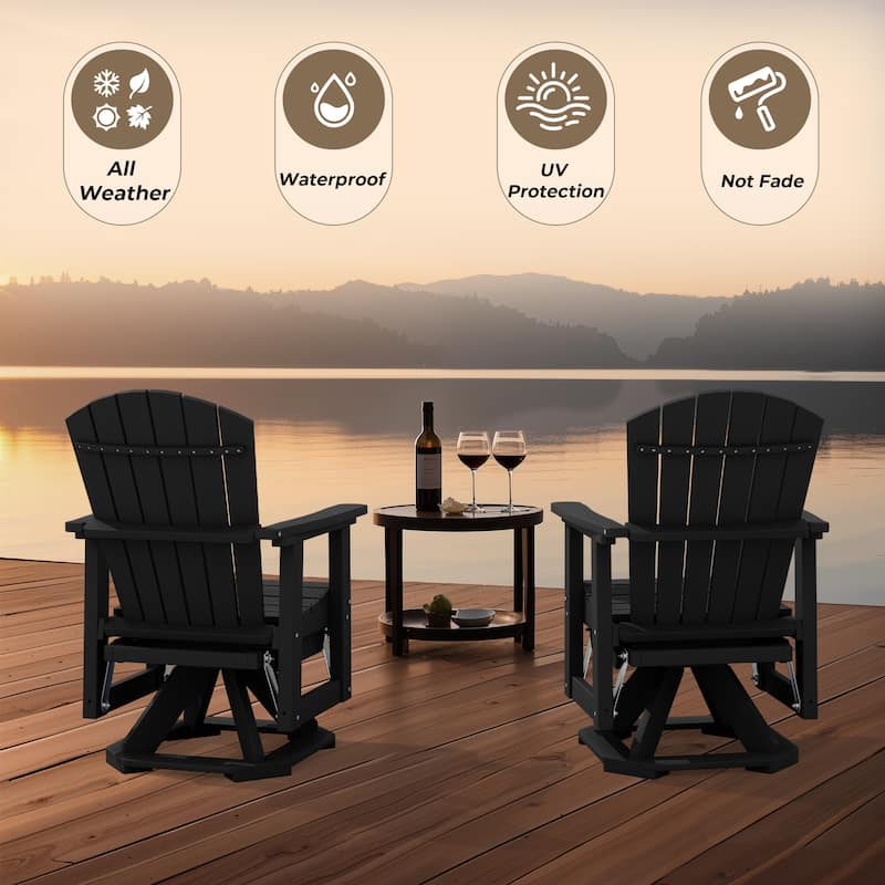 Set of 2 HDPE Adirondack Swivel Gliders, Outdoor Patio Chair Set