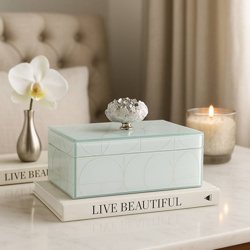 Glass Decorative Storage Jewelry Box with Lid