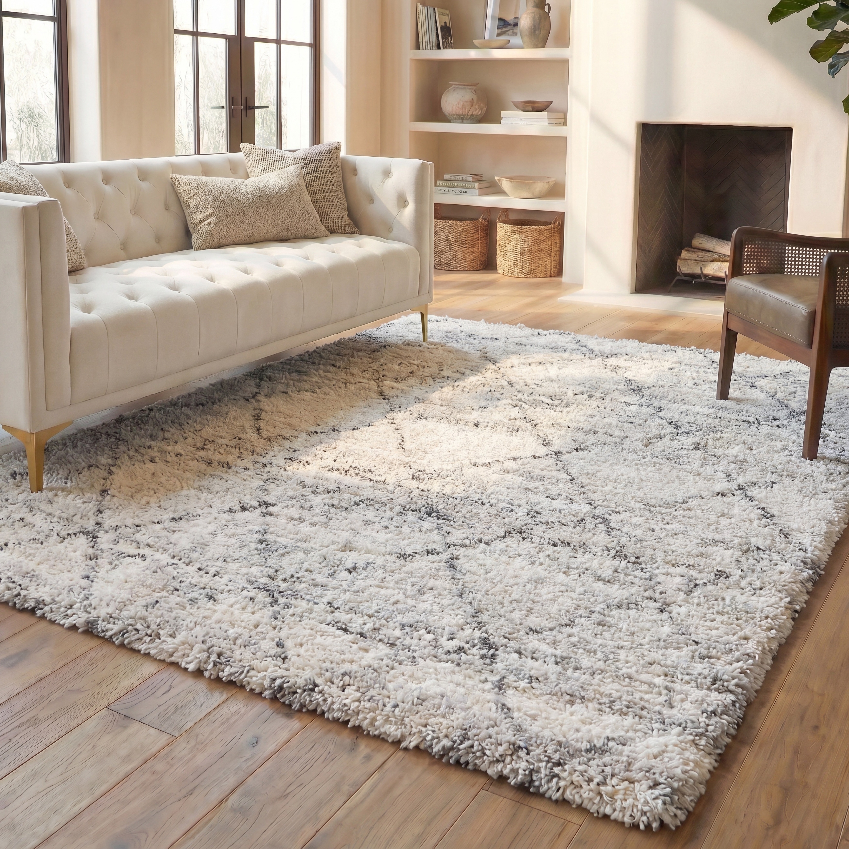 SAFAVIEH Fontana Shag Marye Modern Trellis 2-inch Thick Rug
