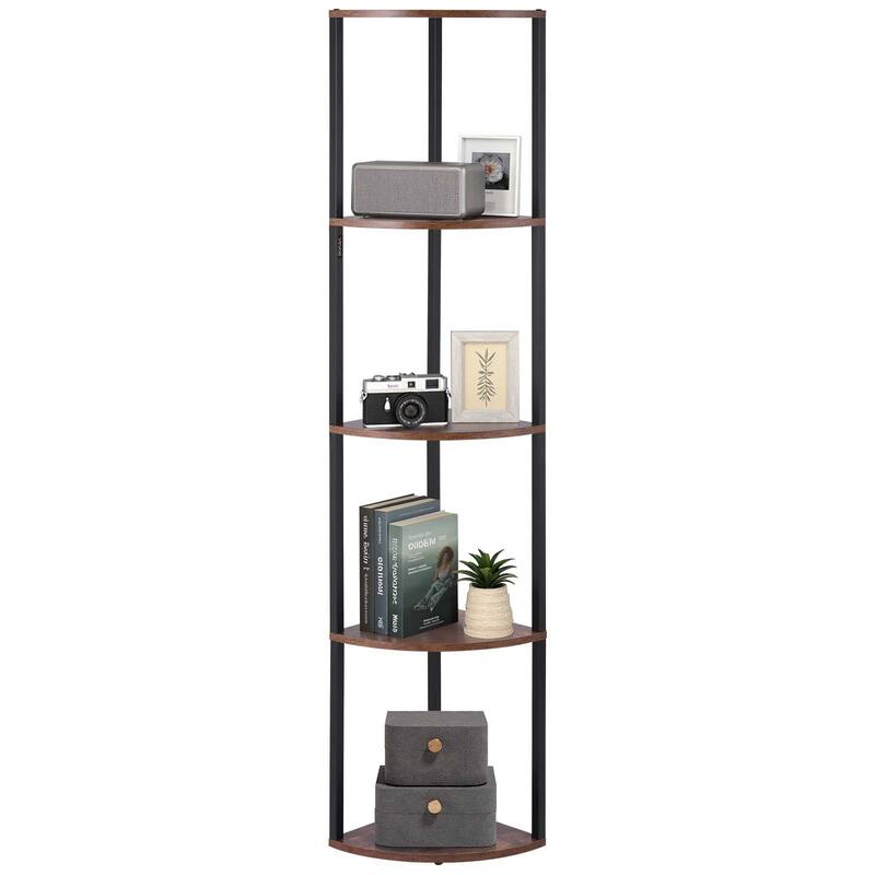 5-Tier Corner Shelf with LED Light Tall Display Stand for Home & Office - 11.6 x 11.6 x 64 in