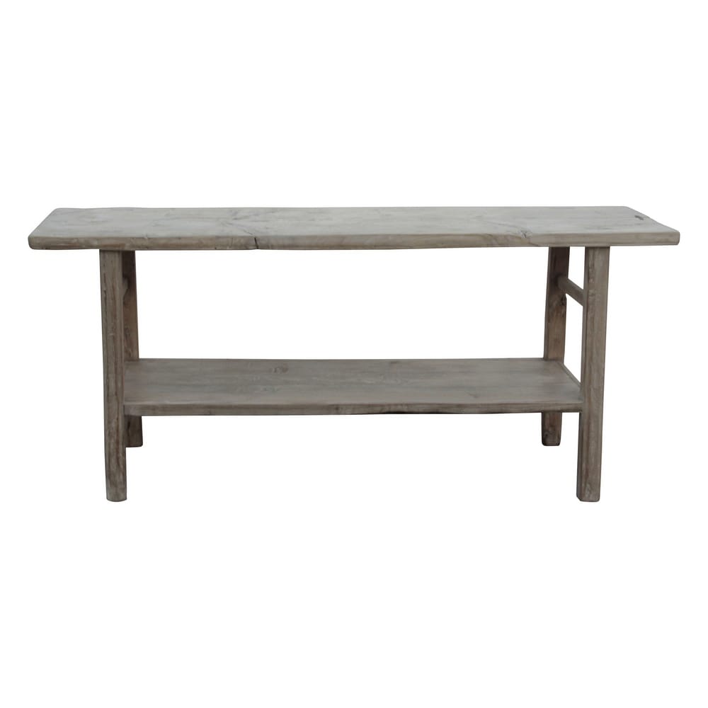 Lilys Living Medium Vintage Console Table w/Shelf and Regular Top, about 5-6 Feet Long, Weathered Natural Wood Finish (size and color vary) (Wood)