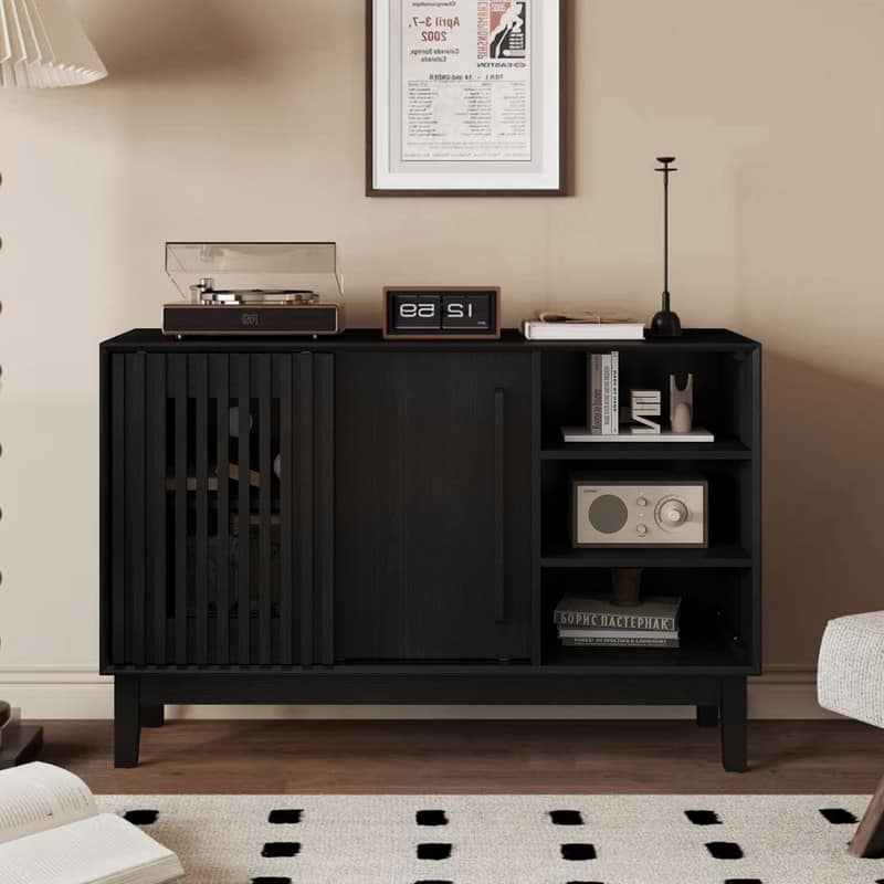 Farmhouse 47.25" Sideboard Buffet Cabinet with Storage and Solid Wood Feet for Stylish Home Organization