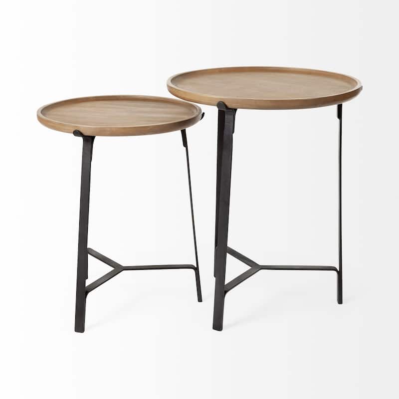 HomeRoots 24" Brown Solid Wood Round End Table - 20' X '24' X '20