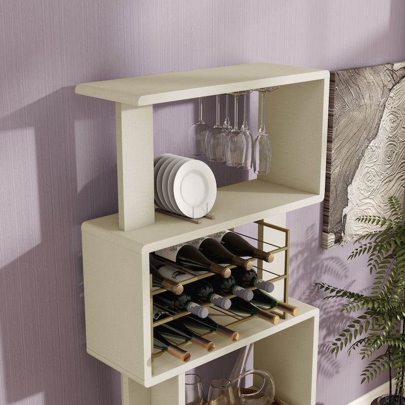 Furniture of America Thane Modern 4-tier Bar Cabinet with Bottle Wine Rack