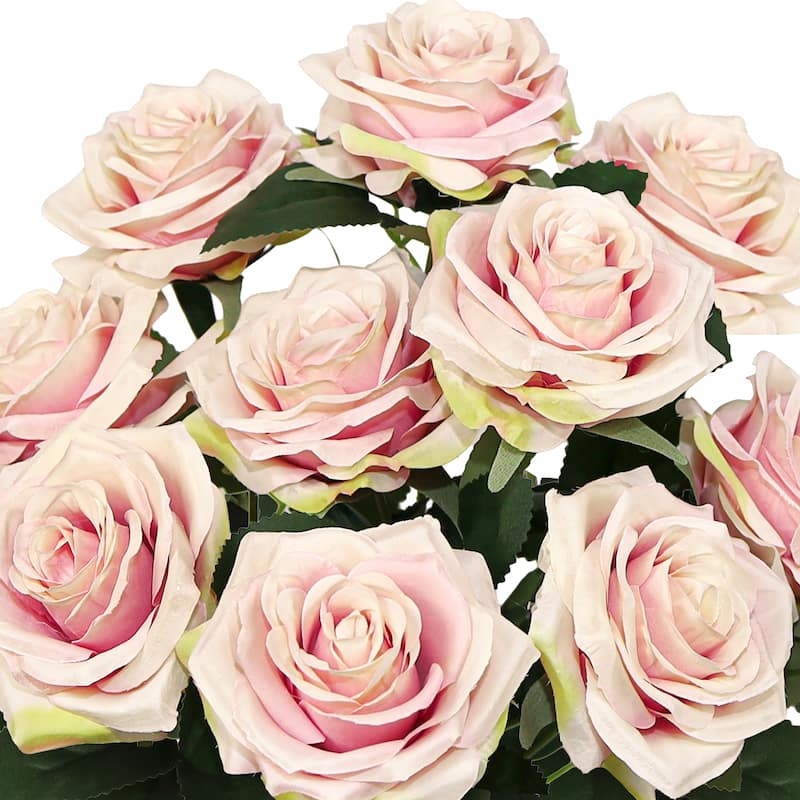 Set of 2 Artificial Queen Rose Flower Stem Bush Bouquet 18in