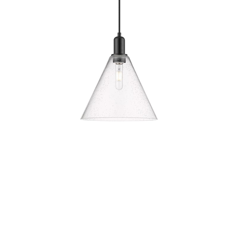 Innovations Lighting 716-1P-14-12 Berkshire Glass Pendant Berkshire - Matte Black / Seedy