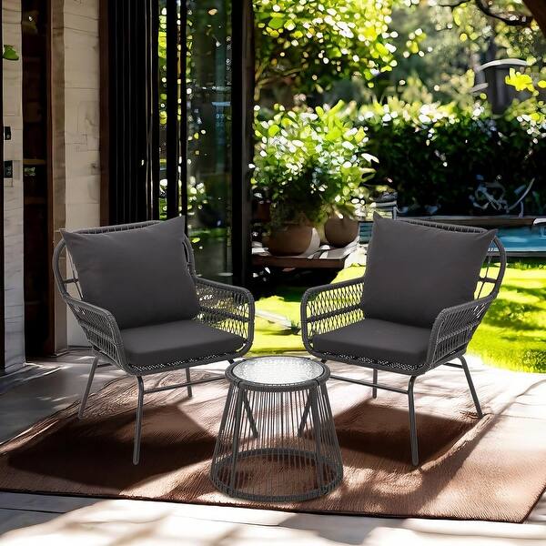 Bezseller 3-Piece Patio Conversation Set, Outdoor Rattan Furniture for Backyard,Balcony