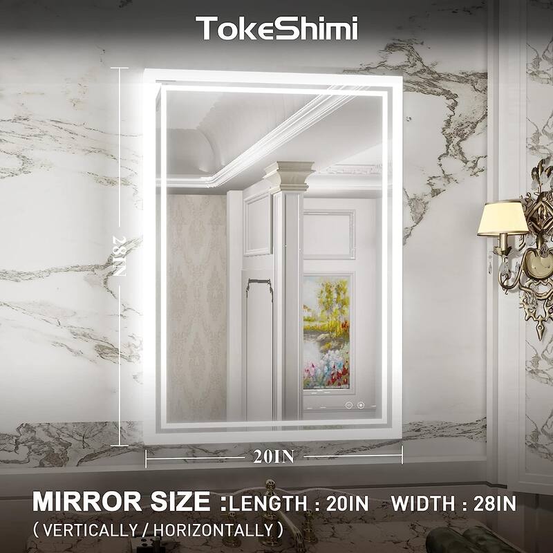 TokeShimi LED Bathroom Vanity Mirror, Anti-Fog Dimmable Wall Mirror