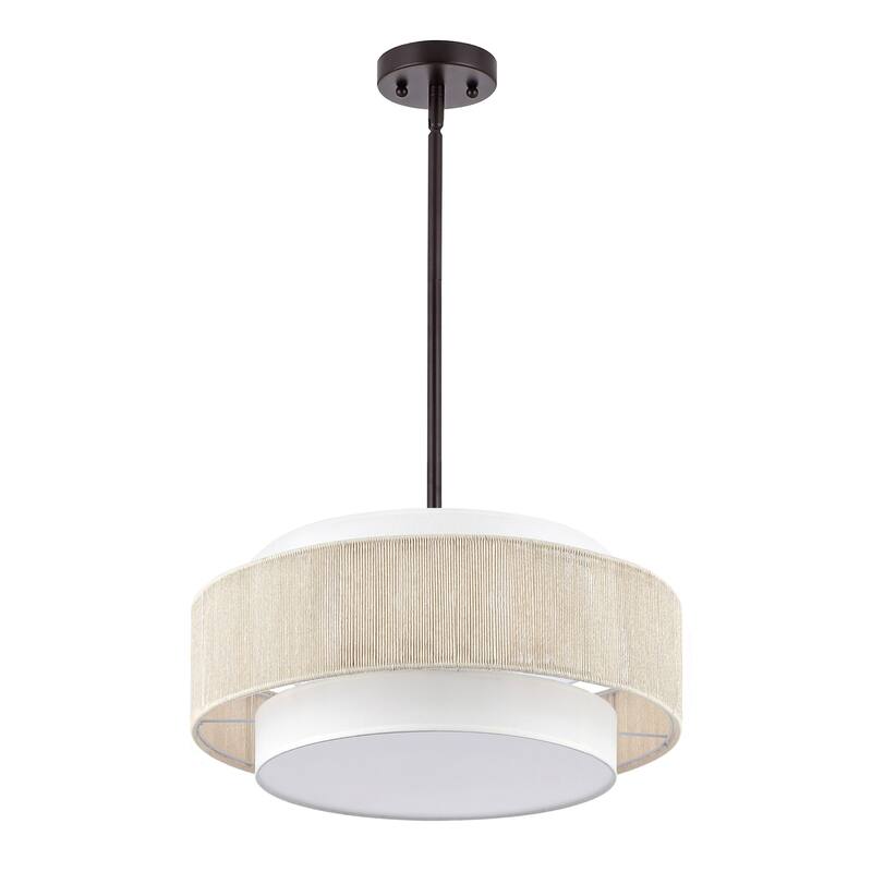 GetLedel 18" 4-Light Double Drum Shaded Chandelier