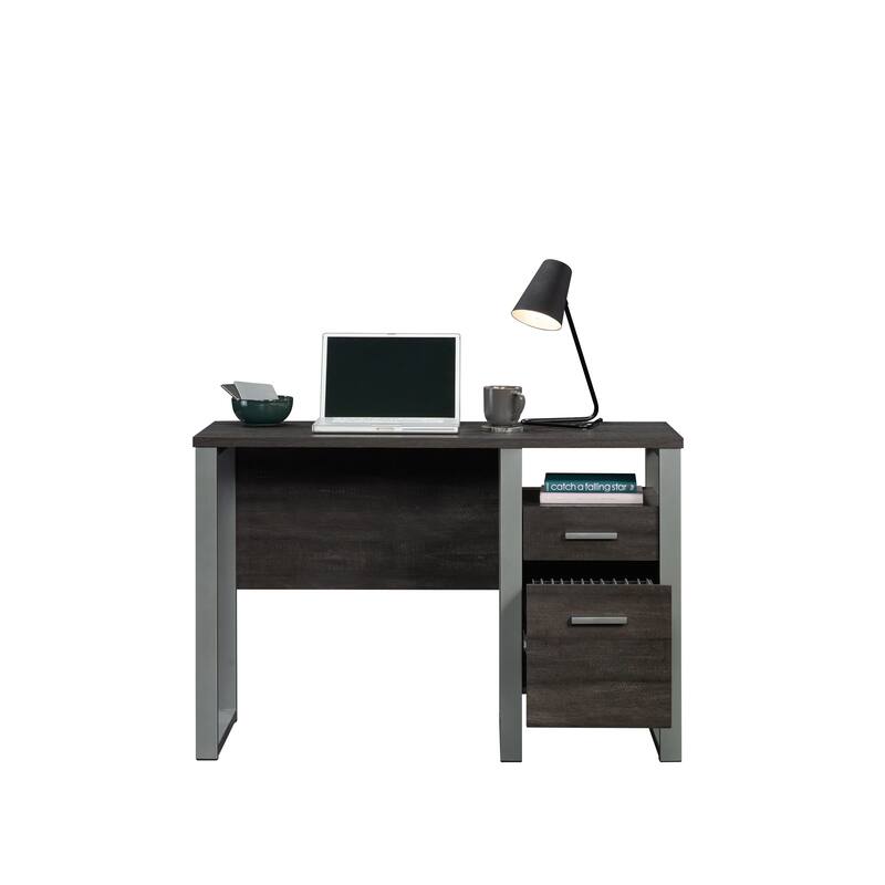 Wood Desk with Drawer and Productivity Design, Dark Brown.