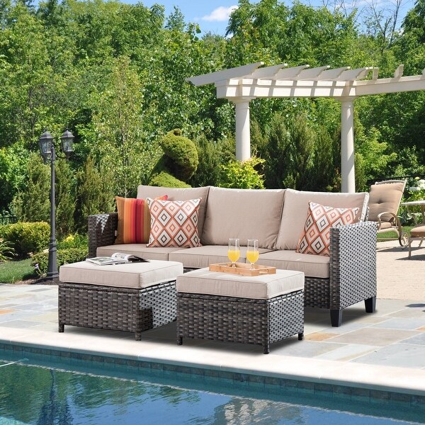 Xdixary Heioes O.de オドゥ　プロフィールセット OVIOS 3-Piece Handwoven Outdoor Sectional Sofa and Ottoman Set