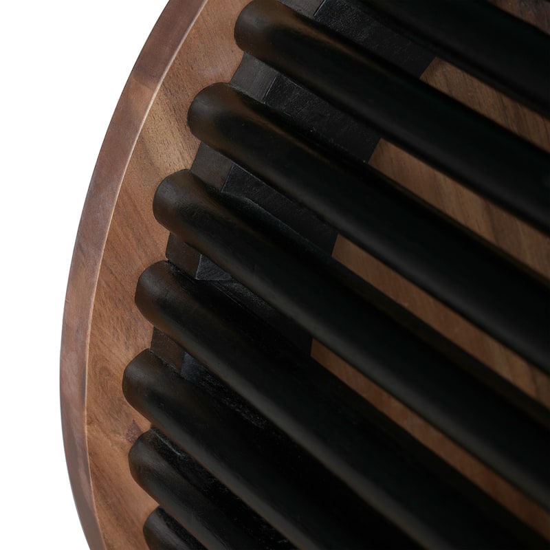Acacia Solid Wood Side Table, Durable Acacia Solid Wood Frame, Natural & Black Color