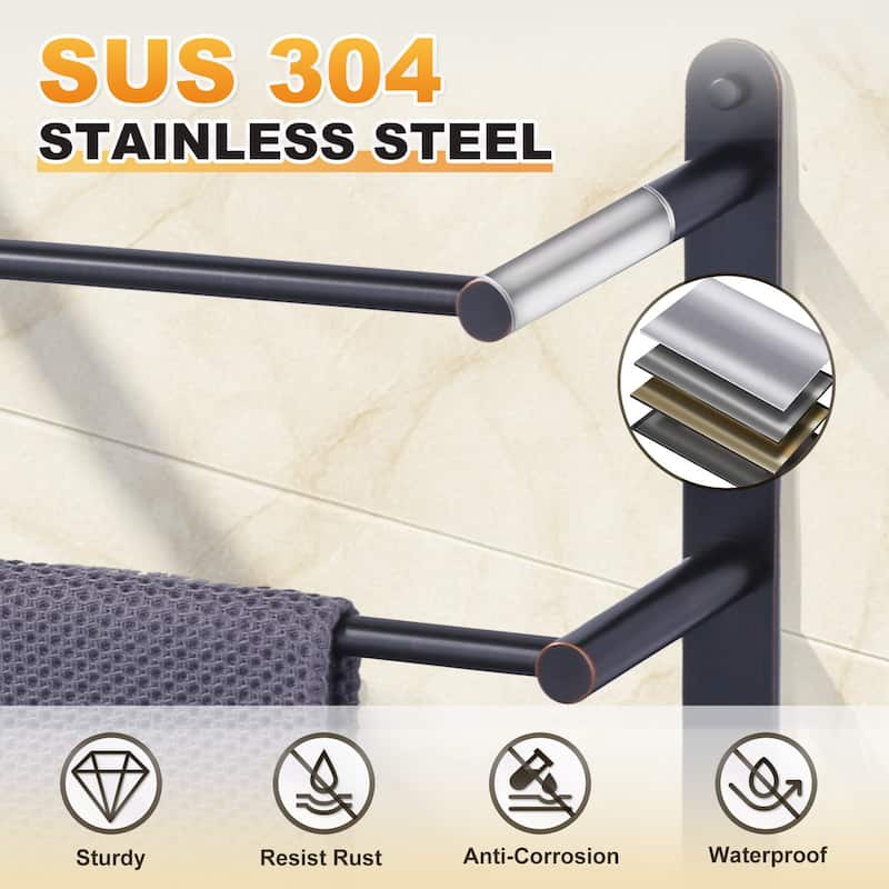 WOWOW 3-Tier Wall Mounted Towel Rack in Brushed Nickel