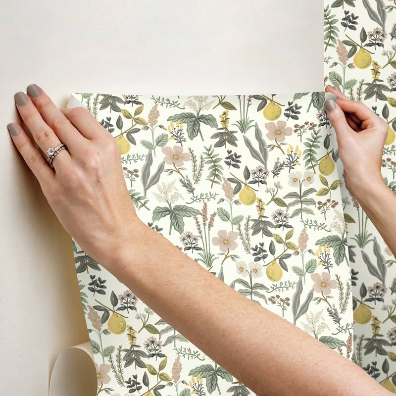 Rifle Paper Co. Herb Garden Cream Botanical Premium Peel + Stick Wallpaper