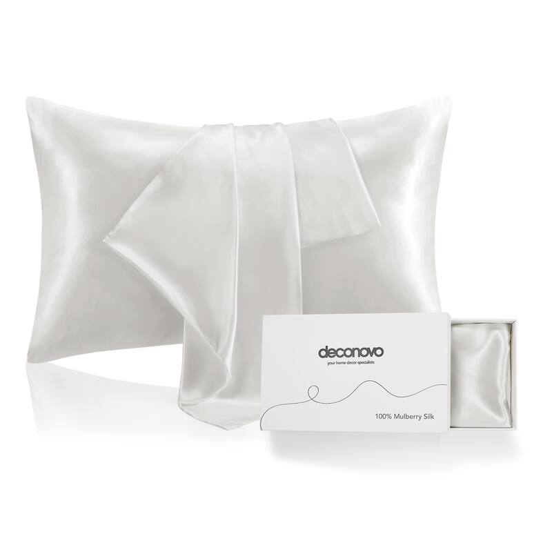 Deconovo 100% Pure Mulberry Silk Pillowcase With 22 Momme 6A High Grade Fibers - Queen Set of 1 - Silver Grey