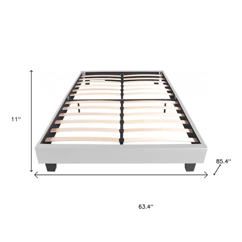 HomeRoots White Faux Leather Queen Bed Frame
