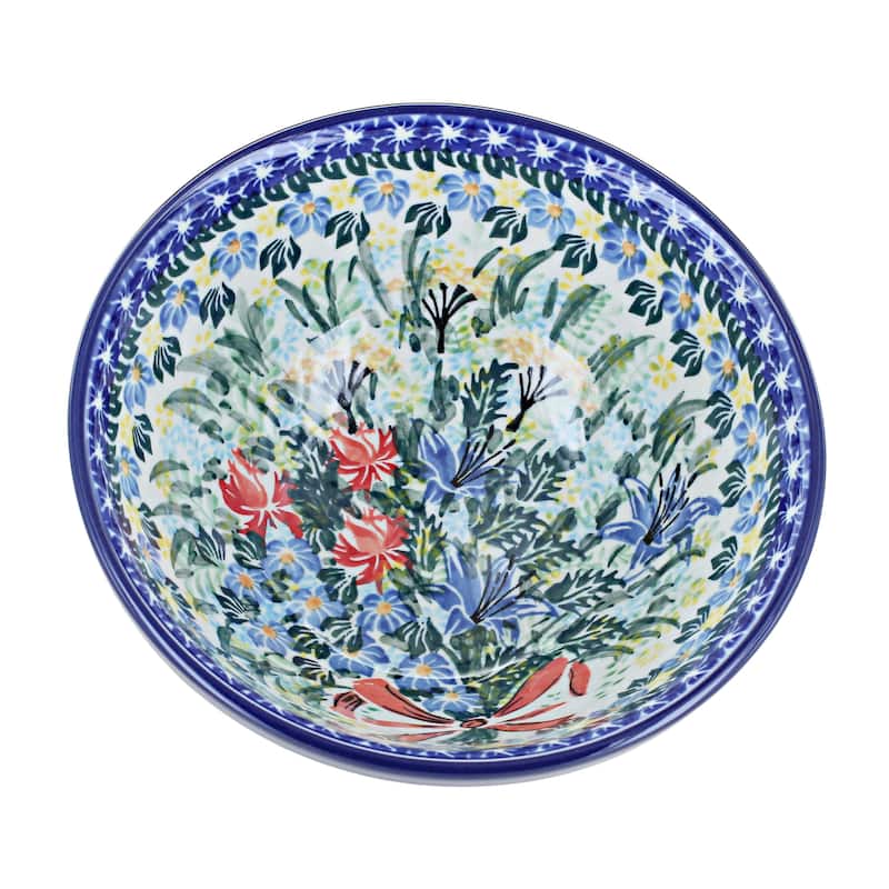 Blue Rose Polish Pottery Ceramika Artystyczna Cereal Bowl
