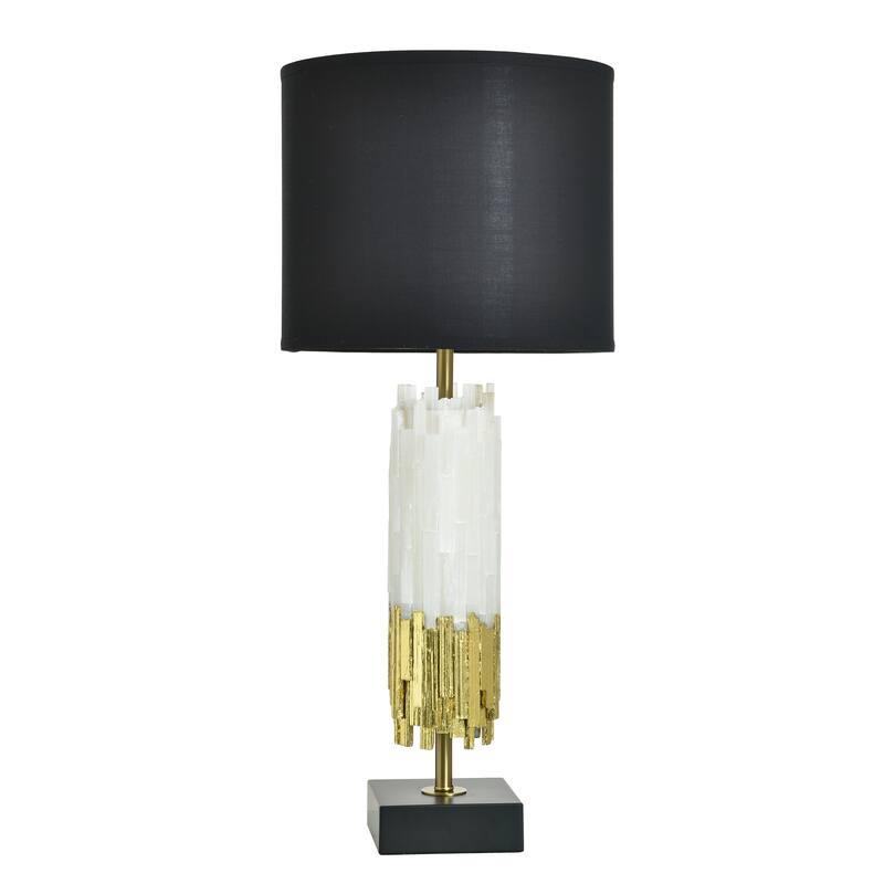 Tamara Day for Stylecraft Jasper Table Lamp - Black, White & Gold Leaf - Black Shade