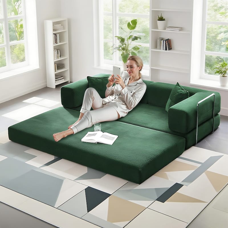 78.8"Convertible Floor Sofa Bed-with Pillow Back Support Armrest Floor Couch Compression Sofa Futon Couch Lounge Sleeper Bed