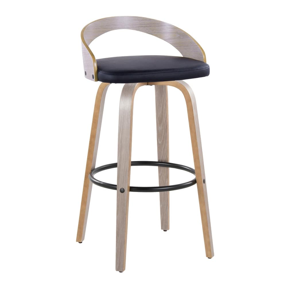 Carson Carrington Stavanger 30" Fixed-Height Bar Stool with Bent Wood Legs & Round Footrest (Set of 2)