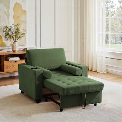 39" Adjustable Recline Convertible Sleeper Accent Chair with USB Port
