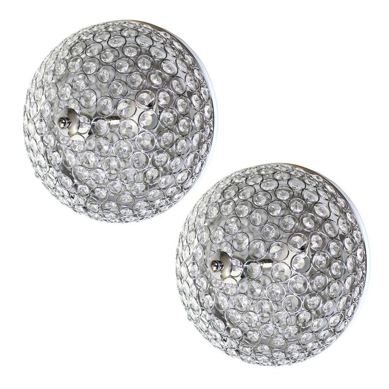 Modern 2-Light Flush Mount Ceiling Light - Chrome Finish, Crystal Accent, Contemporary Lighting, Pack of 2 - 6.5