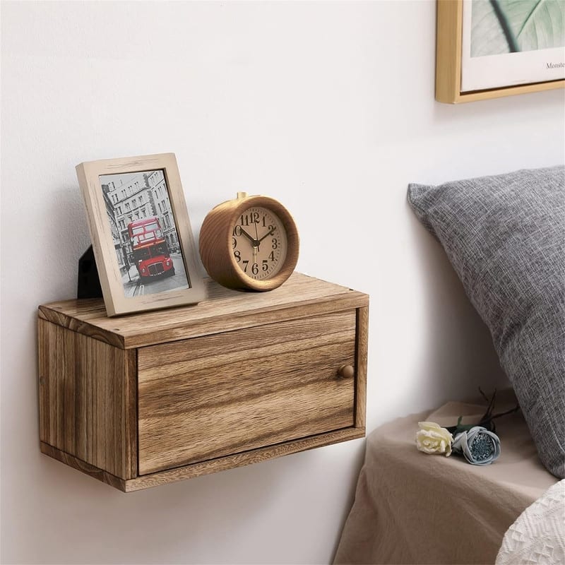 Floating Shelves for Wall Wood Shelf with Removable Door Farmhouse Rustic Wood - 7.1"D x 13.7"W x 7.1"H