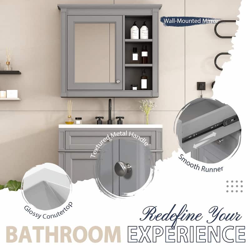 30'' Bathroom Vanity Set with Mirror Cabinet