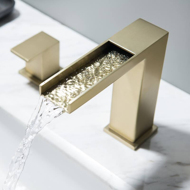 5.3"H Top Opening Waterfall Spout Widerspread Double Handle Bathroom Sink Faucet