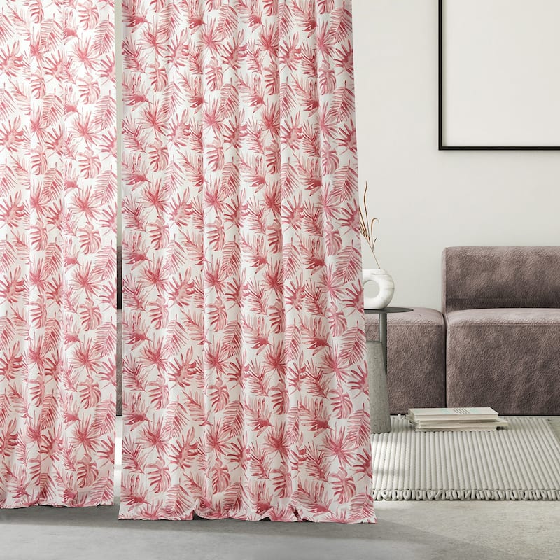 Exclusive Fabrics Coastal Leaf Cascade Printed Cotton Room Darkening Curtain (1 Panel)