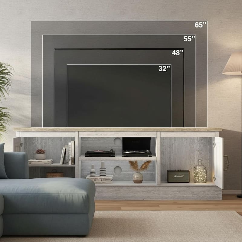 Farmhouse TV Stand, with Storage Cabinets