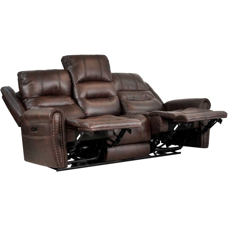 81.5" Width Power Reclining Sofa With Adjustable Headrest and Dropdown Center Table with Cup Holders - 3 Seats
