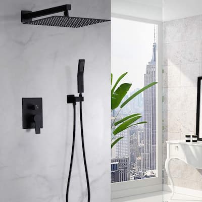 Ceiling Mount Brushed Nickel Shower System Bathroom Luxury Rain Mixer Shower Combo Set Ceiling Rainfall Shower Head System