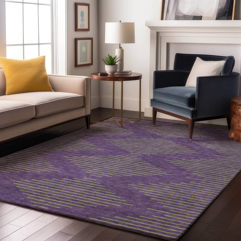 Premium Washable Super Soft Global Stripes Mayfield Rug - Purple - 5' x 7'6"